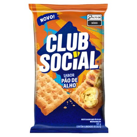 Biscoito salgado club social sabor pão de alho 141g