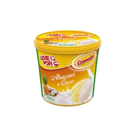 Promoção Sorvete Cremoso Abacaxi/Coco Leve + Pague - 3litros