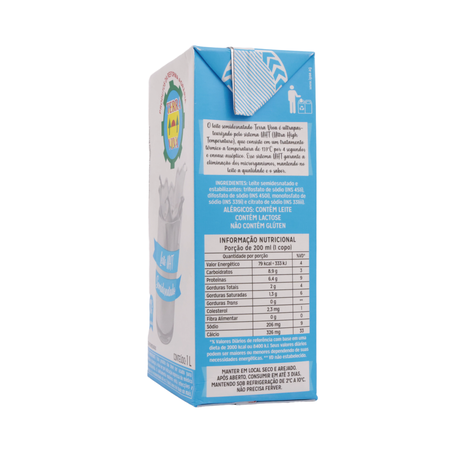 LEITE LONGA VIDA TERRA VIVA SEMIDESNATADO 1L 360-12