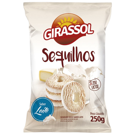 Biscoito sequilhos girassol 200gr leite -zero lactose
