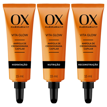 Creme de Tratamento OX Com 3 Ampolas - 15ml - Marimaria Hair -  Vita Glow
