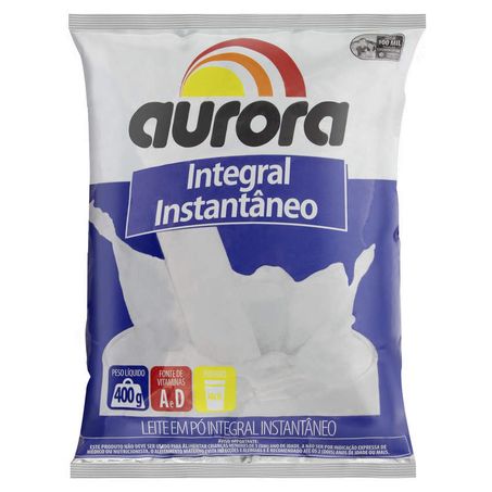 Leite em pó instantâneo integral aurora