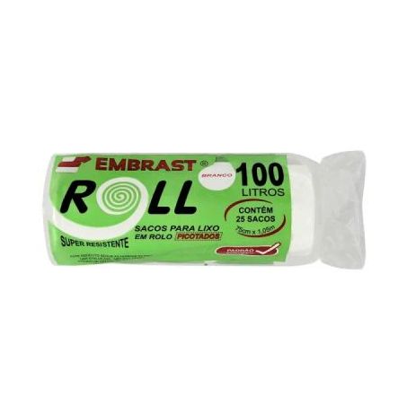 Saco lixo embrast 100lt roll branco c/25