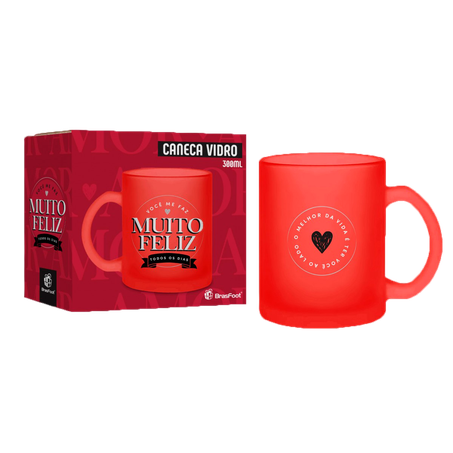 Caneca vidro diamond vc me faz feliz 300ml r13914