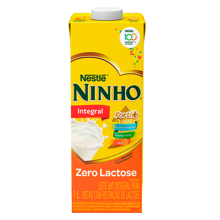 Leite UHT Integral Nestlé Ninho Zero Lactose Forti+ Caixa com Tampa 1lt