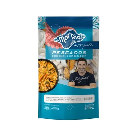 Ingredientes Paella Mar e Rio 400g Camarao Mexilhao Lula Peixe e Polvo