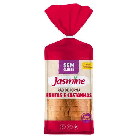 Pão Jasmine 350g - Sem Glúten - Fatiado - Frutas e Castanhas