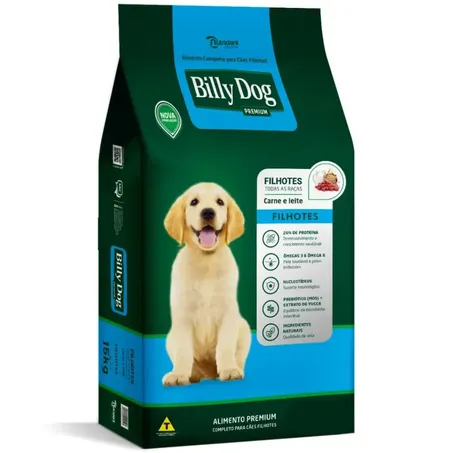 RACAO BILLY DOG FILHOTES CARNE E LEITE 25KG