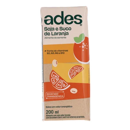 Bebida Base Soja Ades Laranja 200ml