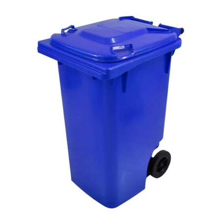 CONTENTOR DE LIXO PLÁSTICO 240L C/ RODA AZUL BRALIMPIA