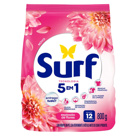 SABÃO PÓ SURF ROSA E FLOR DE LIS 800G