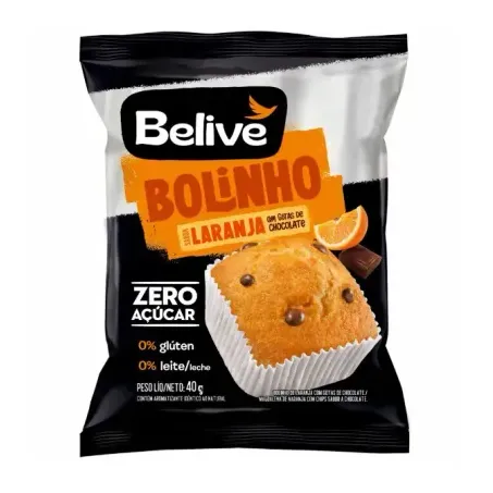 Bolinho belive laranja gotas chocolate zero 40g