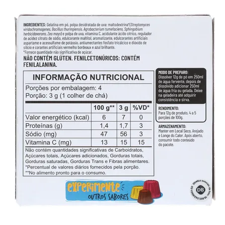 Gelatina Apti Sabor de Uva Zero Açúcar Caixa 12gr 360-18