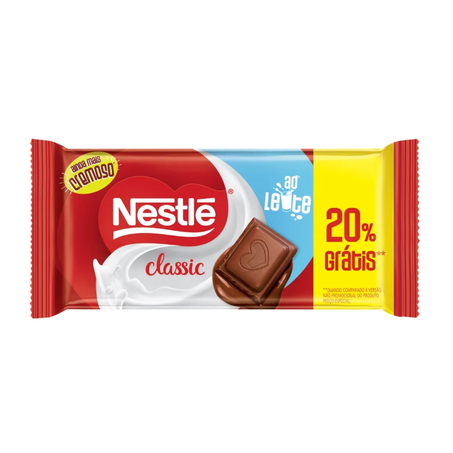 CHOCOLATE BARRA NESTLÉ AO LEITE 80G 20% GRÁTIS
