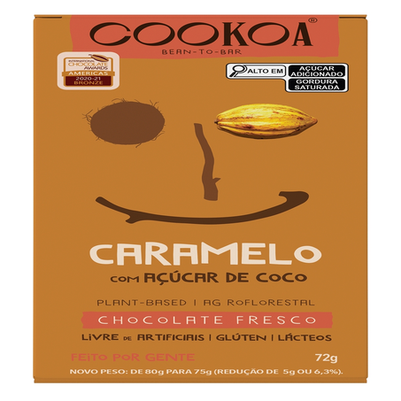 Barra de Chocolate Caramelo Cookoa 72g