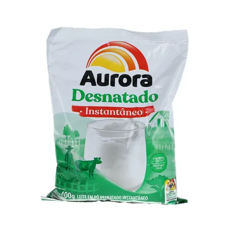 LEITE EM PÓ AURORA DESNATADO INSTANTÂNEO PACOTE 400G 360-0