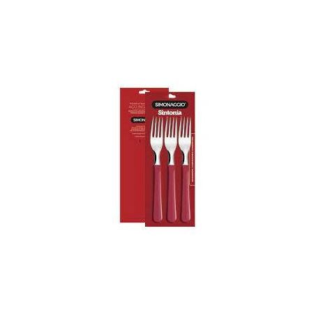 SIMONAGGIO CJ GARFOS DE MESA 3 PCS VERMELHO 1302  