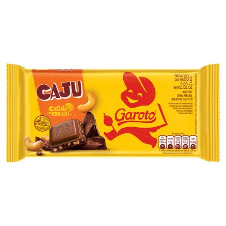 Chocolate garoto castanha caju 80 gr