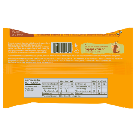 Biscoito Infantil Papapá Biscotti Banana e Cacau 60g 360-1