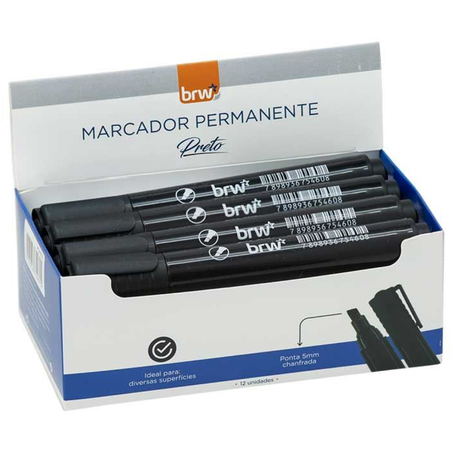 Esc pincel marcador permanente brw preto 5mm-ponta chanfrada-