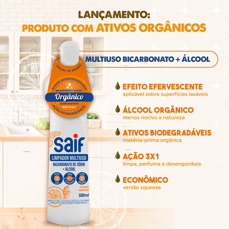 LIMP MULTIUSO SAIF BICARBONATO/ÁLCOOL ORANGE 500ML 360-1