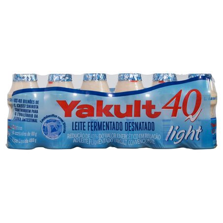 PACK LEITE FERMENTADO DESNATADO LIGHT YAKULT 40 COM 6 UNIDADES