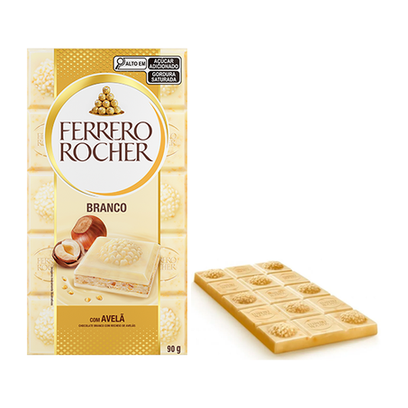 FERRERO ROCHER TABLET CHOCOLATE BRANCO C/AVELÃ 90G