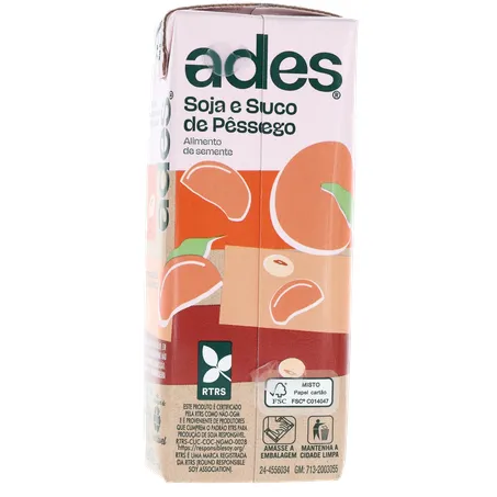 Bebida Soja Ades Pêssego Caixa 200ml 
  360-17