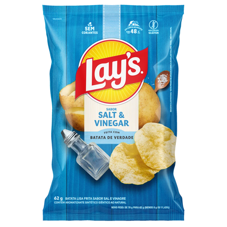 SALGADINHO BATATA LAYS SALT & VINEGAR 62G