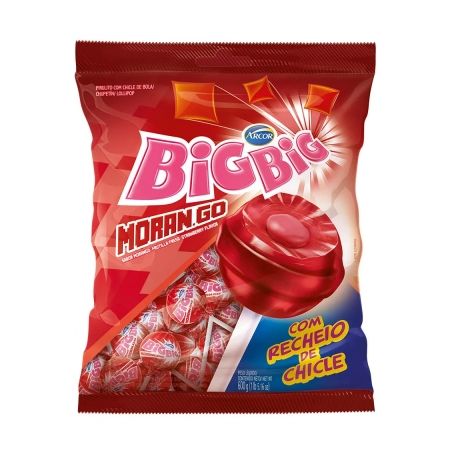 PIRULITO ARCOR BIGBIG MORANGO C/CHICLE 600G