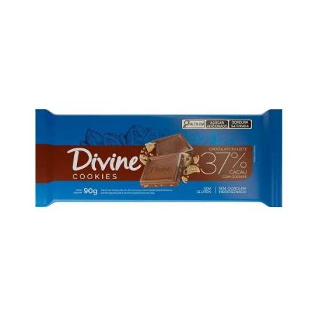 Barra divine chocolate ao leite 37% cacau e cookies 90g