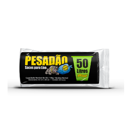 Saco para lixo pesadão 50l com 20 unidades