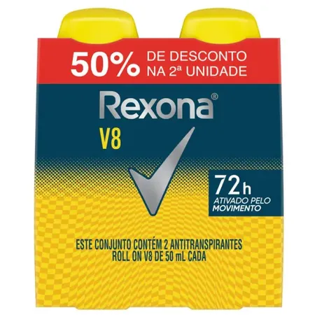 Kit rexona roll men v8 50ml c/2