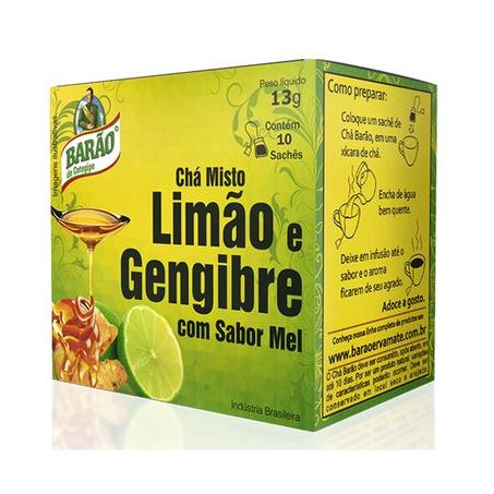 Chá Barão limão e gengibre com mel 13g - 10 sachês