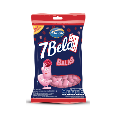 Bala Arcor 7 Belo Mastigável Framboesa Pacote 90g 
 