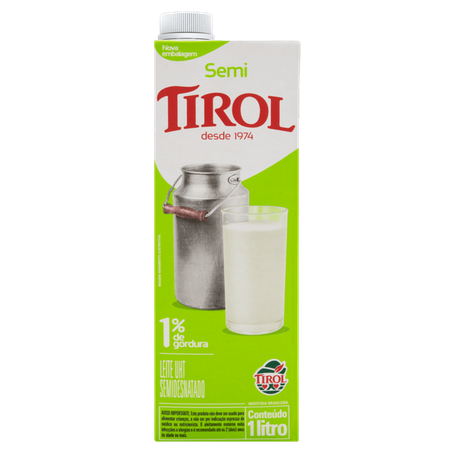Leite tirol semidestanado com tampa caixa 1l