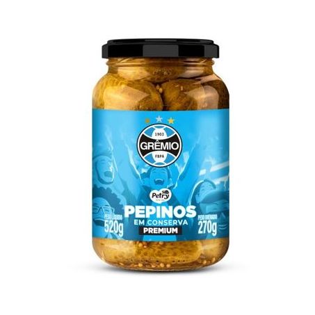 Pepino em Conserva Premium Petry Edição Especial Grêmio Vidro 270g