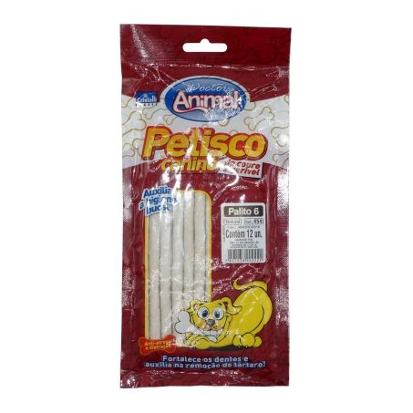 Petisco Para Cães Doctor Animal Palito de Couro Natural N06 Embalagem 40G