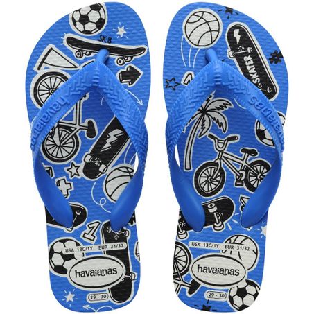 SANDÁLIAS HAVAIANAS KIDS ATHLETIC BRANCO E AZUL 31/32