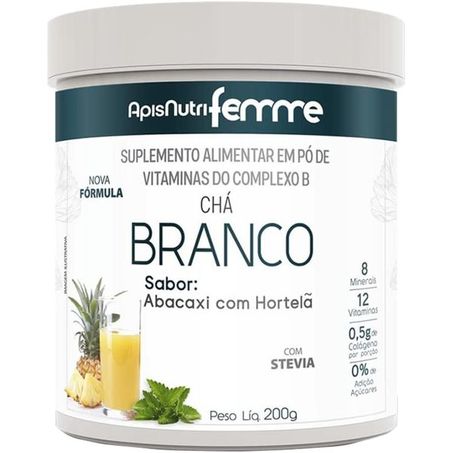 CHA BRANCO SOLUVEL ABACAXI HORTELA 200G -APISNUTRI