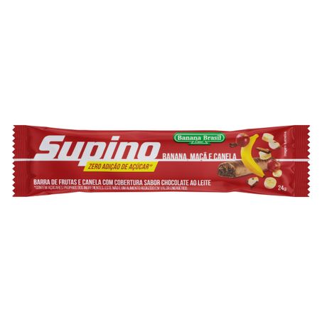 BARRA DE FRUTAS BANANA, MAÇÃ E CANELA COBERTURA CHOCOLATE AO LEITE SUPINO