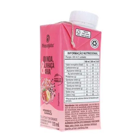 BEBIDA LÁCTEA PIRACANJUBA MORANGO/BANANA 200ML 360-24