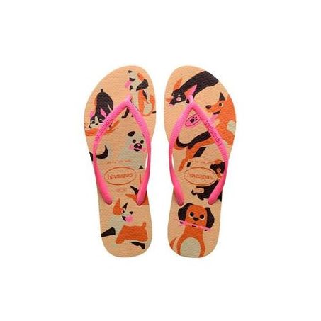 CHINELO HAVAIANAS SLIM PETS DOG DOURADO/PINK 39/40