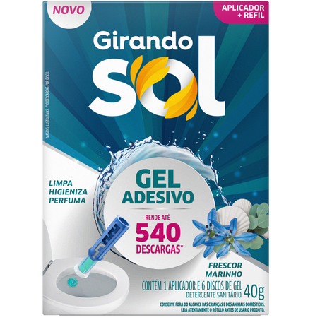 Gel sanitario adesivo girando sol aplicador individual c/+6 refil marinho