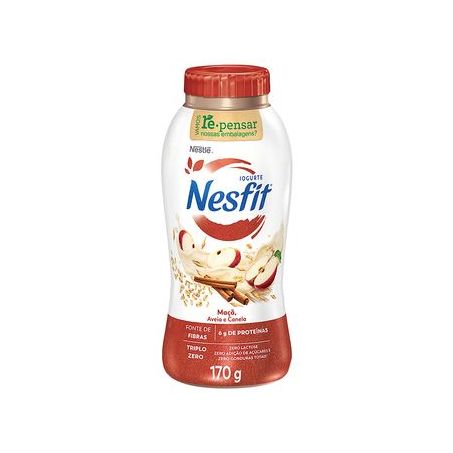 Iogurte Desnatado Maçã, Aveia E Canela Zero Lactose Nesfit Frasco 170G