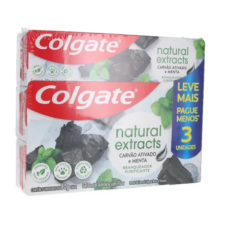 Creme Dental Colgate Natural Extractus Carvão Menta 90G com 3 Unidades 360-34