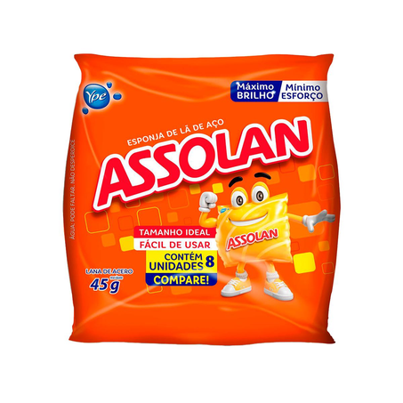 Esponja de Aço Assolan 45g - Com 8 Unidades