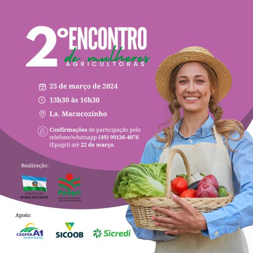 2º Encontro de Mulheres Agricultoras será dia 25 em Iporã do Oeste
