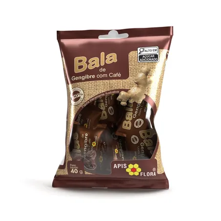 BALA DE GENGIBRE COM CAFÉ 40G - APISFLORA