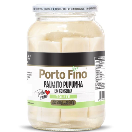 Palmito Porto Fino Pupunha Tolete Vidro com 300G